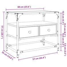 Vidaxl TV skříňka se skleněnou deskou hnědý dub 60x35x51 cm kompozit