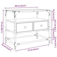 Vidaxl TV skříňka se skleněnou deskou černá 60 x 35 x 51 cm kompozit