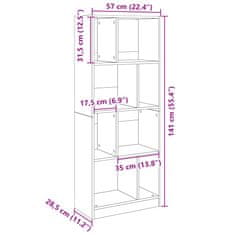 Vidaxl Knihovna hnědý dub 57 x 28,5 x 141 cm kompozitní dřevo