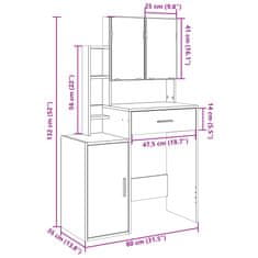 Vidaxl Toaletní stolek se skříňkou černý 80 x 35 x 132 cm