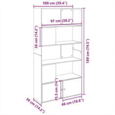 Vidaxl Knihovna černá 100 x 36 x 189 cm kompozitní dřevo