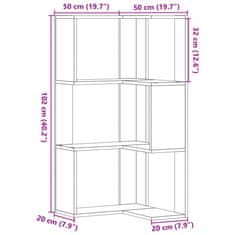 Petromila Rohová 3patrová knihovna černá 50x50x102 cm kompozitní dřevo