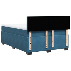 Vidaxl Box spring postel s matrací tmavě modrá 140x200 cm samet