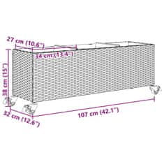 Vidaxl Zahradní truhlíky s kolečky 2 ks černé 107x32x38 cm polyratan