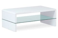 Autronic Moderní konferenční stolek Konferenční stolek, MDF vysoký lesk bílý / čiré sklo (AHG-402 WT)