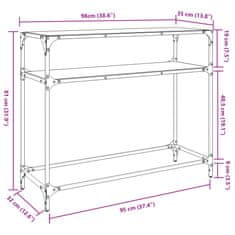 Vidaxl Konzolový stolek průhledná skleněná deska 98 x 35 x 81 cm ocel