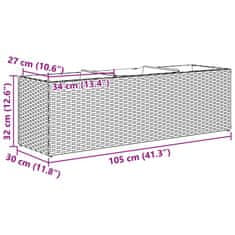 Vidaxl Zahradní truhlík s kolečky a 3 květináči černý 105 x 30 x 32 cm