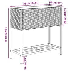 Vidaxl Zahradní truhlíky s policí 2 ks černé 70 x 28 x 70 cm