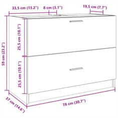 Vidaxl Skříňka pod umyvadlo betonově šedá 78x37x59 cm kompozitní dřevo