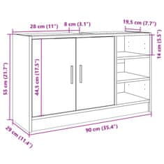 Vidaxl Skříňka pod umyvadlo hnědý dub 90x29x55 cm kompozitní dřevo