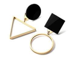 Camerazar Dámské geometrické zlaté náušnice, černé