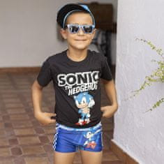 CurePink Dětské plavecké boxerky Sonic: Postavy (8 let) modrý polyester