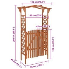 Vidaxl Pergola s brankou 116 x 40 x 204 cm masivní jedle