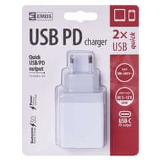 Emos Univerzální USB adaptér PD do sítě 1,5–3,0A (30W) max.