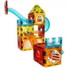 Kruzzel Magnetické Stavební Bloky s Osvětlenými Prvky a Silnými Magnety, 75 Kusů, Vícebarevné