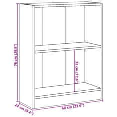 Vidaxl Knihovna černá 60 x 24 x 76 cm kompozitní dřevo