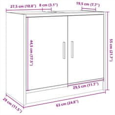 Vidaxl Skříňka pod umyvadlo dub sonoma 63x29x55 cm kompozitní dřevo