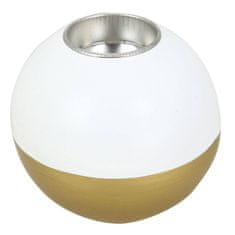 Autour De Minuit Dřevěný svícen ve tvaru koule, bílá a zlatá barva, Ø 10cm