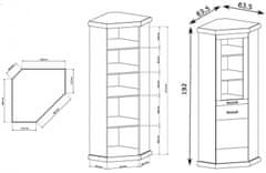 CASARREDO Rohová vitrína KORA K16 divoký dub/bílá 