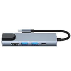 Blow USB HUB s USB-C konektorom na RJ45, HDMI, USB-C a 2x USB 3.0