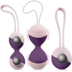 XSARA Venušiny kuličky k procvičování svalů pánevního dna a k erotické masáži sada fialová barva- 72533134