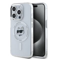 Karl Lagerfeld Zadní kryt IML Choupette Head Metal Frame MagSafe pro iPhone 14 Pro Max Transparent