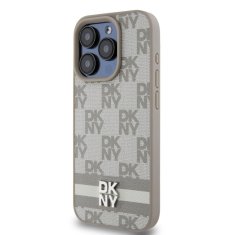 DKNY Zadní kryt KNY PU Leather Checkered Pattern and Stripe pro iPhone 13 Pro Max Beige