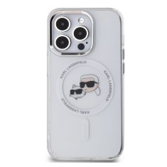 Karl Lagerfeld Zadní kryt IML K&amp;CH Heads Metal Frame MagSafe pro iPhone 15 Pro Transparent