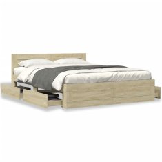Petromila Rám postele s čelem dub sonoma 150 x 200 cm kompozitní dřevo