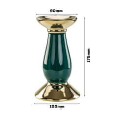 botle Sada 3 keramických svícnů V 17,5 25 32 cm láhev zelená zlatá svatební
