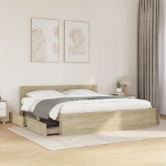 Petromila Rám postele s čelem dub sonoma 180 x 200 cm kompozitní dřevo