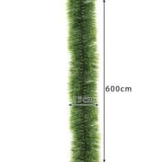 Ruhhy Vánoční girlanda - zelená, 6 metrů, plast + kov, tloušťka 15 cm