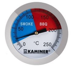 Kaminer Teploměr pro gril a uzení, nerezová ocel, rozsah teplot 0-250°C, rozměry 5x7.5 cm