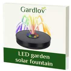 Gardlov Solární zahradní fontána s LED osvětlením, černá, 16 cm x 4 cm, průtok vody 180l/h