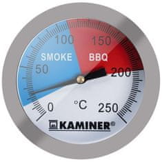 Kaminer Teploměr pro gril a uzení, nerezová ocel, rozsah teplot 0-250°C, rozměry 5x7.5 cm