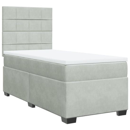 Vidaxl Box spring postel s matrací světle šedá 100x200 cm samet