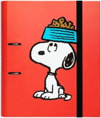 CurePink Kroužkový pořadač Snoopy: jídlo pro psa (28 x 32 x 4 cm)