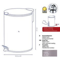 Kela koš kosmetický 5 l Mats světle šedá ocelový KL-23700