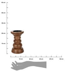 Dekorstyle Rustikální dřevěný svícen 20 cm Dejna hnědý