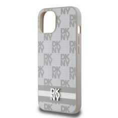 DKNY Zadní kryt PU Leather Checkered Pattern and Stripe pro iPhone 12 - 12 Pro Beige
