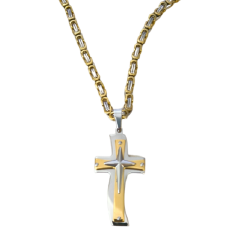 IZMAEL Pánsky náhrdelník Simple Cross-Zlatá/Stříbrná KP32703
