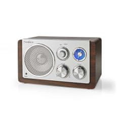 Nedis FM rádio | Design desky | FM | Napájecí adaptér | Analogový | 15 W | Bluetooth | Hnědý 