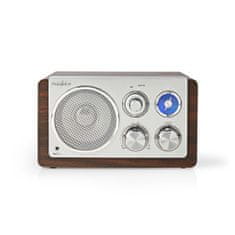 Nedis FM rádio | Design desky | FM | Napájecí adaptér | Analogový | 15 W | Bluetooth | Hnědý 