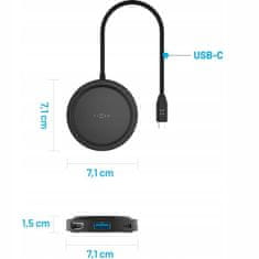 FIXED 7-portový USB-C MagHUB s bezdrátovým nabíjením a podporou MagSafe, pro notebooky a tablety, černý (FIXHU-M-BK)