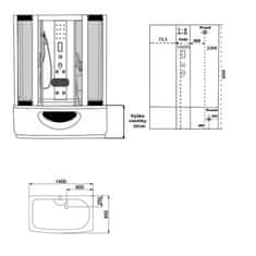 BPS-koupelny Hydromasážní box HYD-O99B 145x85 SA, se saunou v kombinaci s hydromasážní vanou