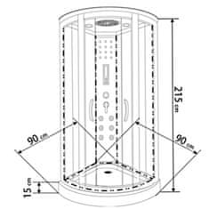 BPS-koupelny Hydromasážní box HYD-R71B 90 SA, 90x90 se saunou