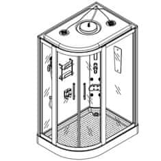 BPS-koupelny Hydromasážní box HYD-Michele 120 L, 120x85 levý bez sauny