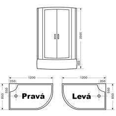 BPS-koupelny Hydromasážní box HYD-Victor 120 P, 120x85 pravý bez sauny