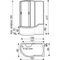 BPS-koupelny Hydromasážní box NV-Fasia L 151x85 levý