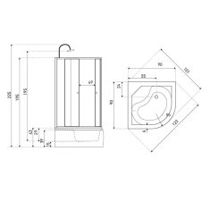 BPS-koupelny Hydromasážní box NV-Karo WH 90x90 bílý